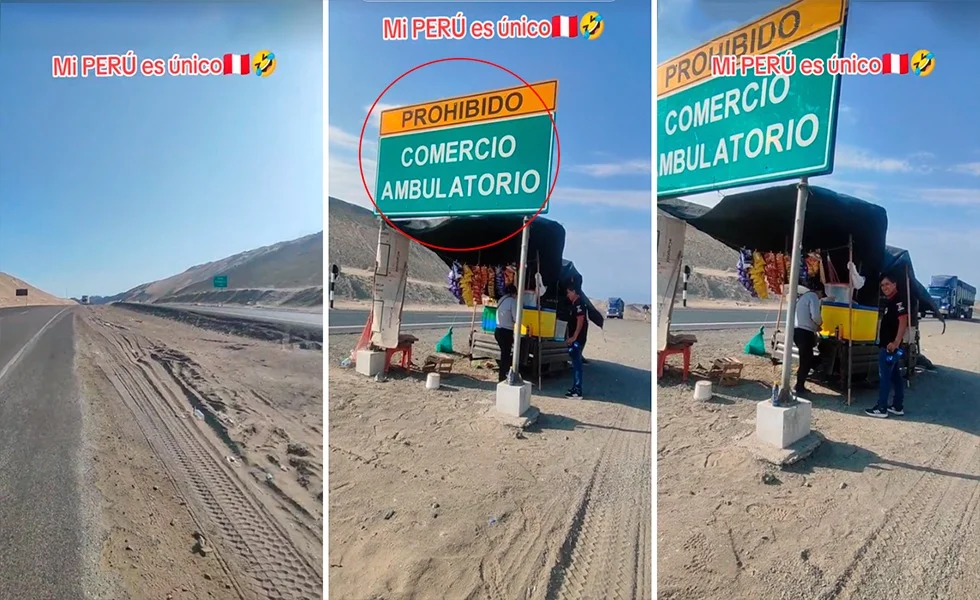 Comercio ambulatorio en plena autopista